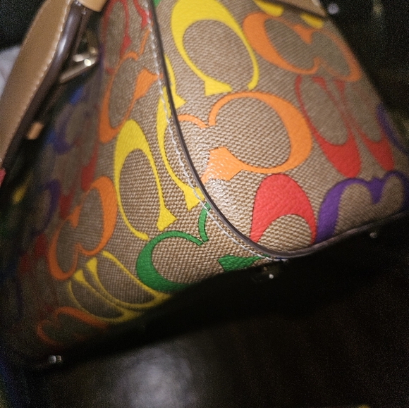Coach Rowan Satchel Bag and Wallet ln Rainbow Signature Canvas - Picture 8 of 16